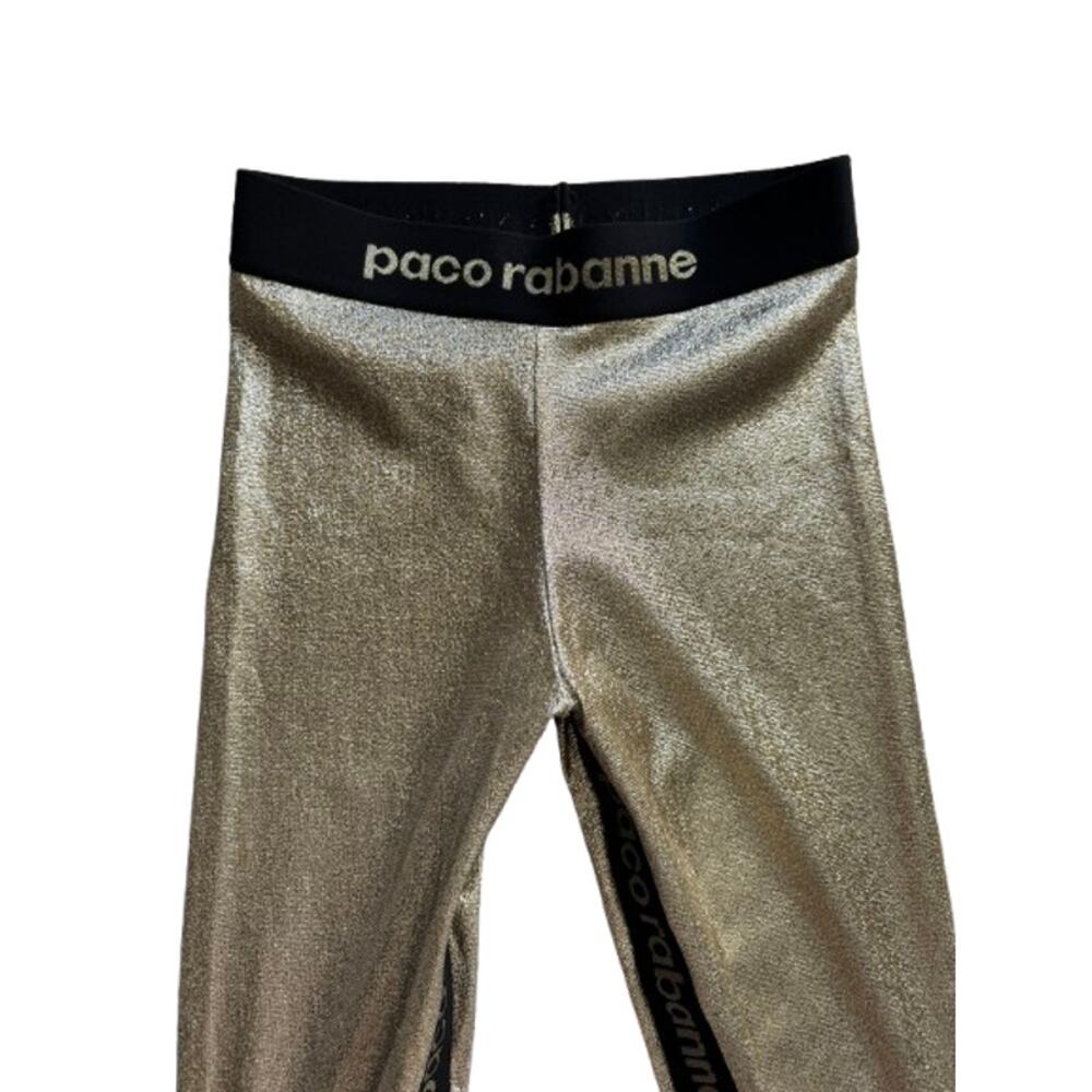 Paco Rabanne Metallic Gold Stretch-Jersey Leggings - Picture 3 of 5